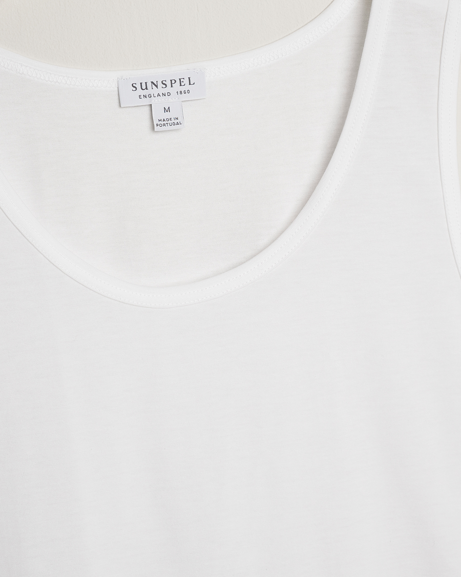 Herr | T-Shirts | Sunspel | Superfine Cotton Underwear Vest White