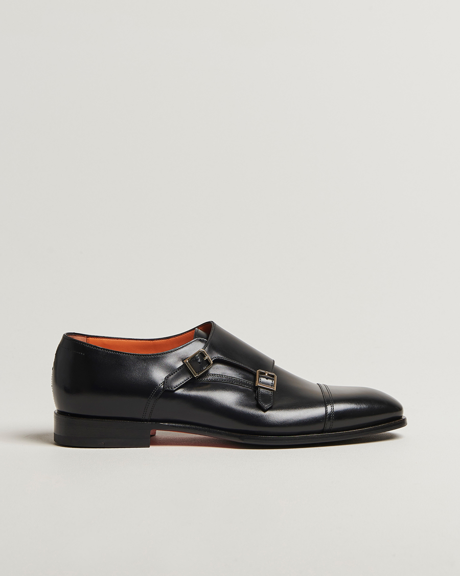 Herr | Munkskor | Santoni | Adrian Double Monk Black Calf