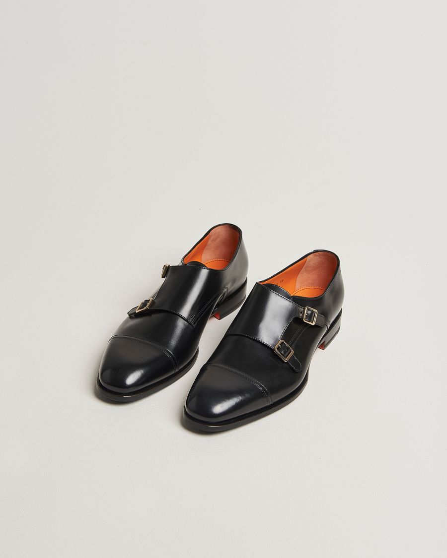 Herr | Munkskor | Santoni | Adrian Double Monk Black Calf