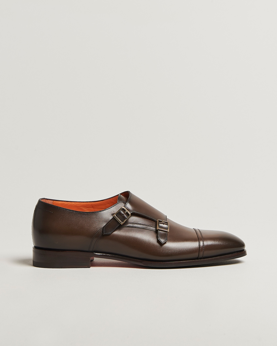 Herr | Munkskor | Santoni | Adrian Double Monk Dark Brown Calf