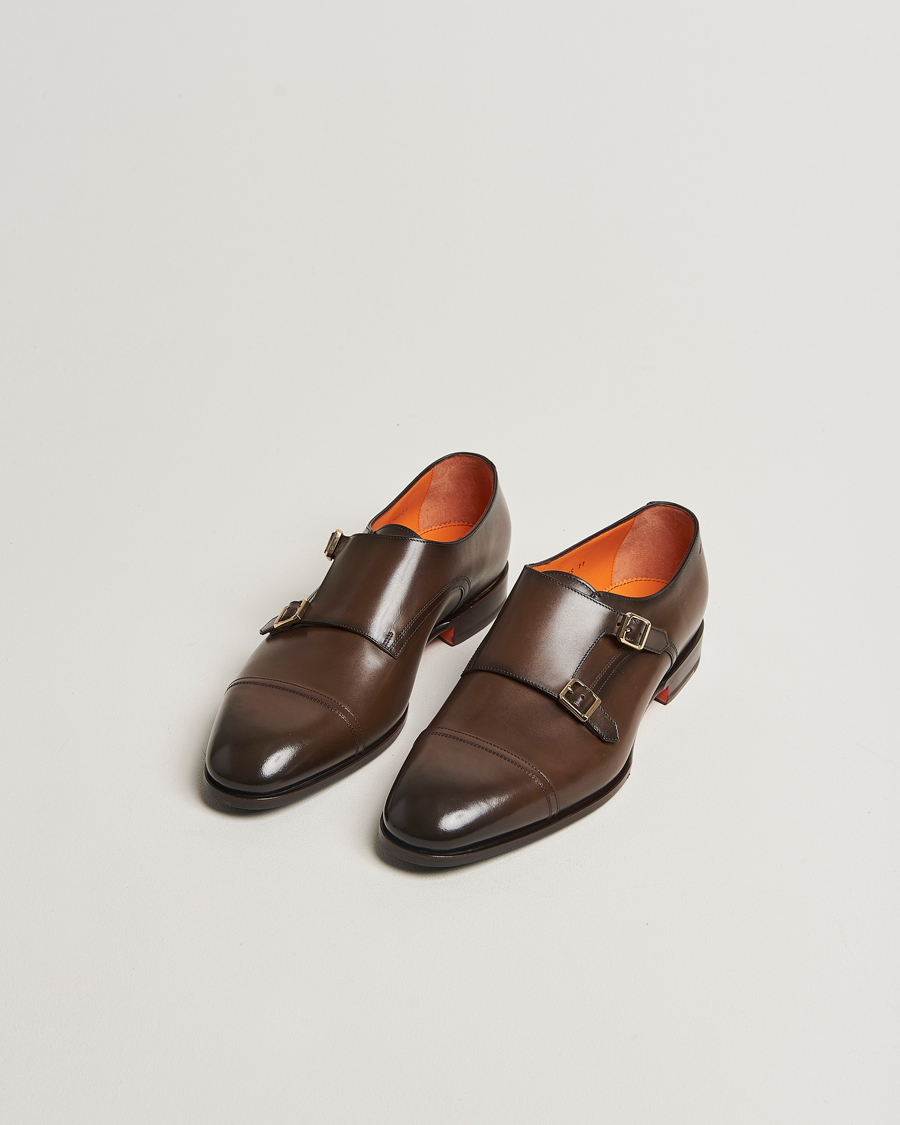 Herr | Munkskor | Santoni | Adrian Double Monk Dark Brown Calf