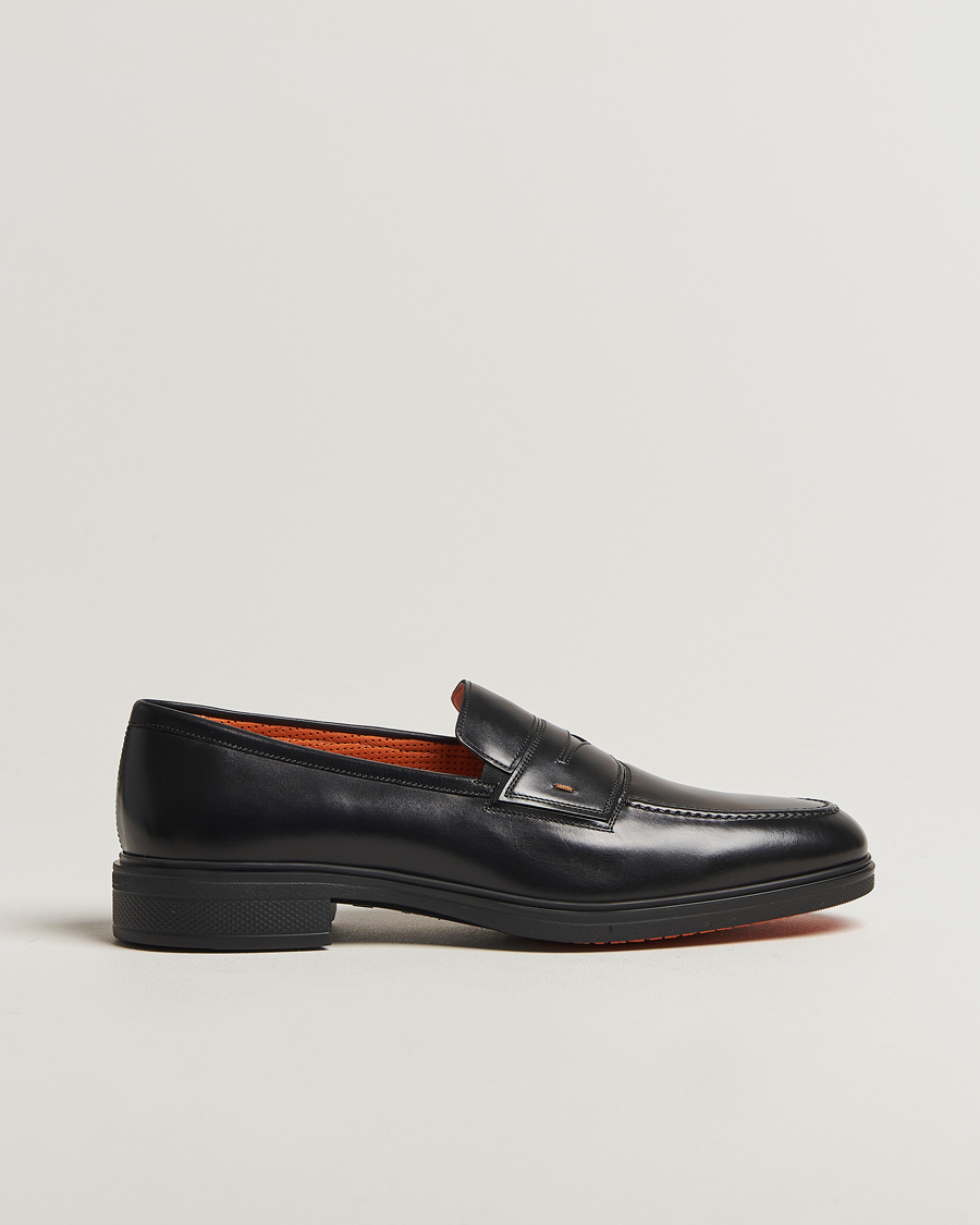 Herr | Loafers | Santoni | Easy Penny Loafer Black Calf