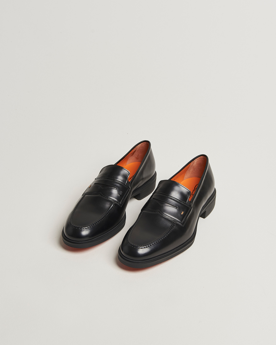 Herr | Loafers | Santoni | Easy Penny Loafer Black Calf