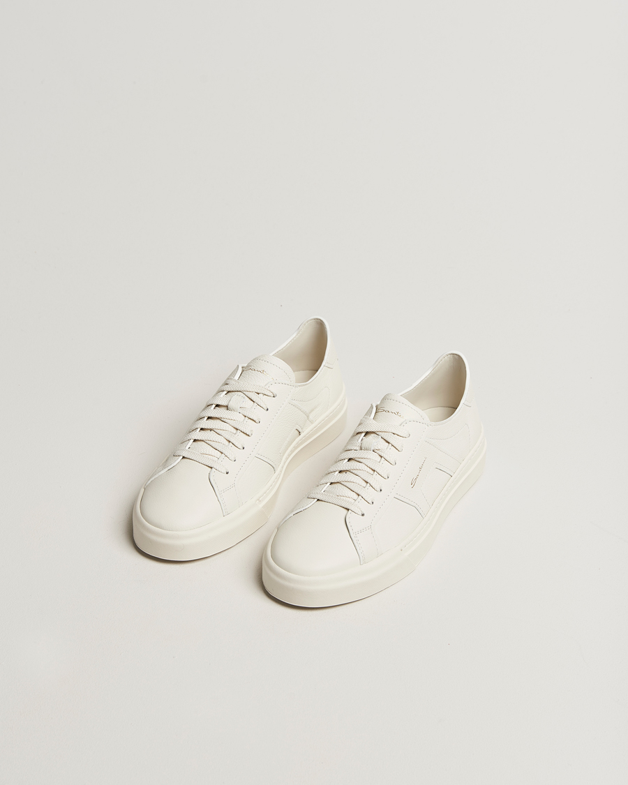 Herr | Sneakers | Santoni | Double Buckle Sneakers White Grain