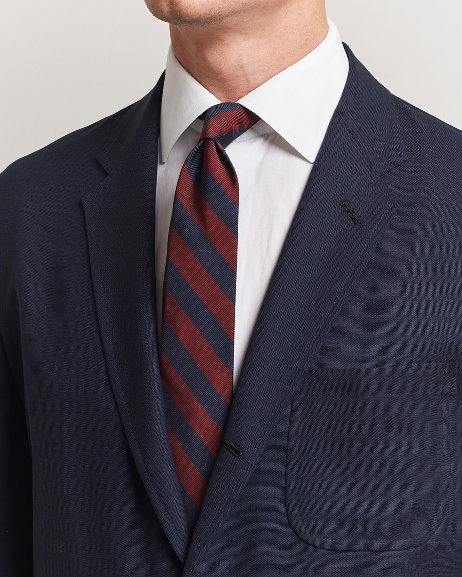 Herr | Slipsar | Kamakura Shirts | Kamakura ShirtsVintage Ivy Regimental Stripe Silk TieNavy/Burgundy