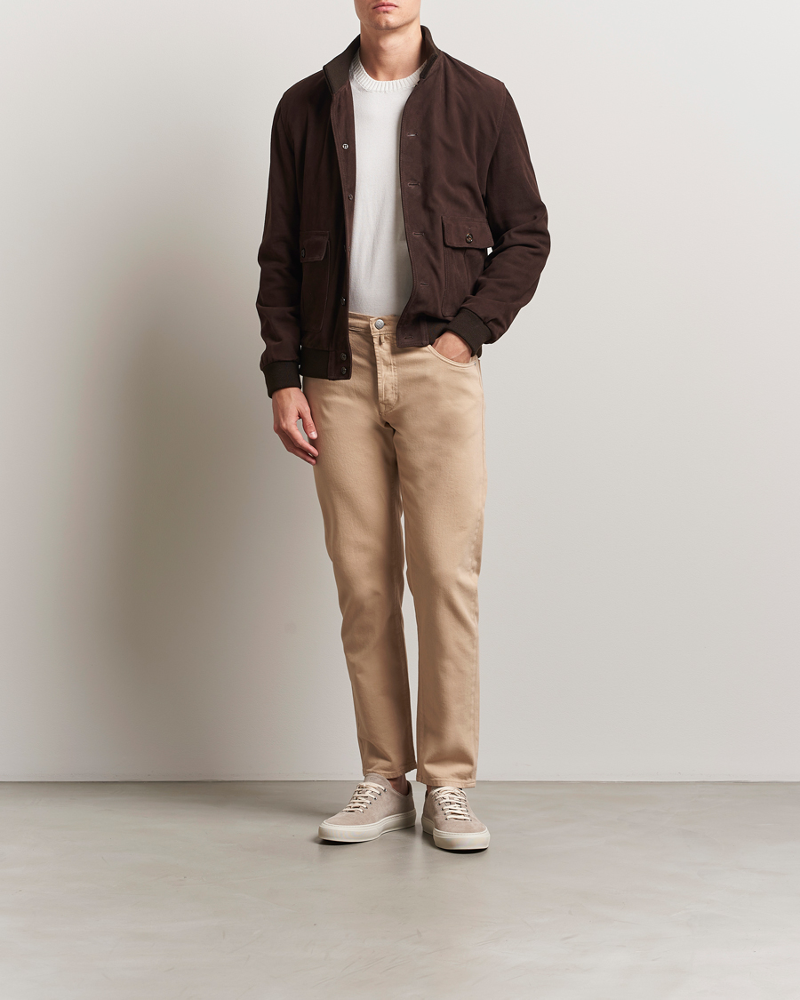 Herr | Byxor | Incotex | 5-Pocket Cotton Stretch Pants Beige