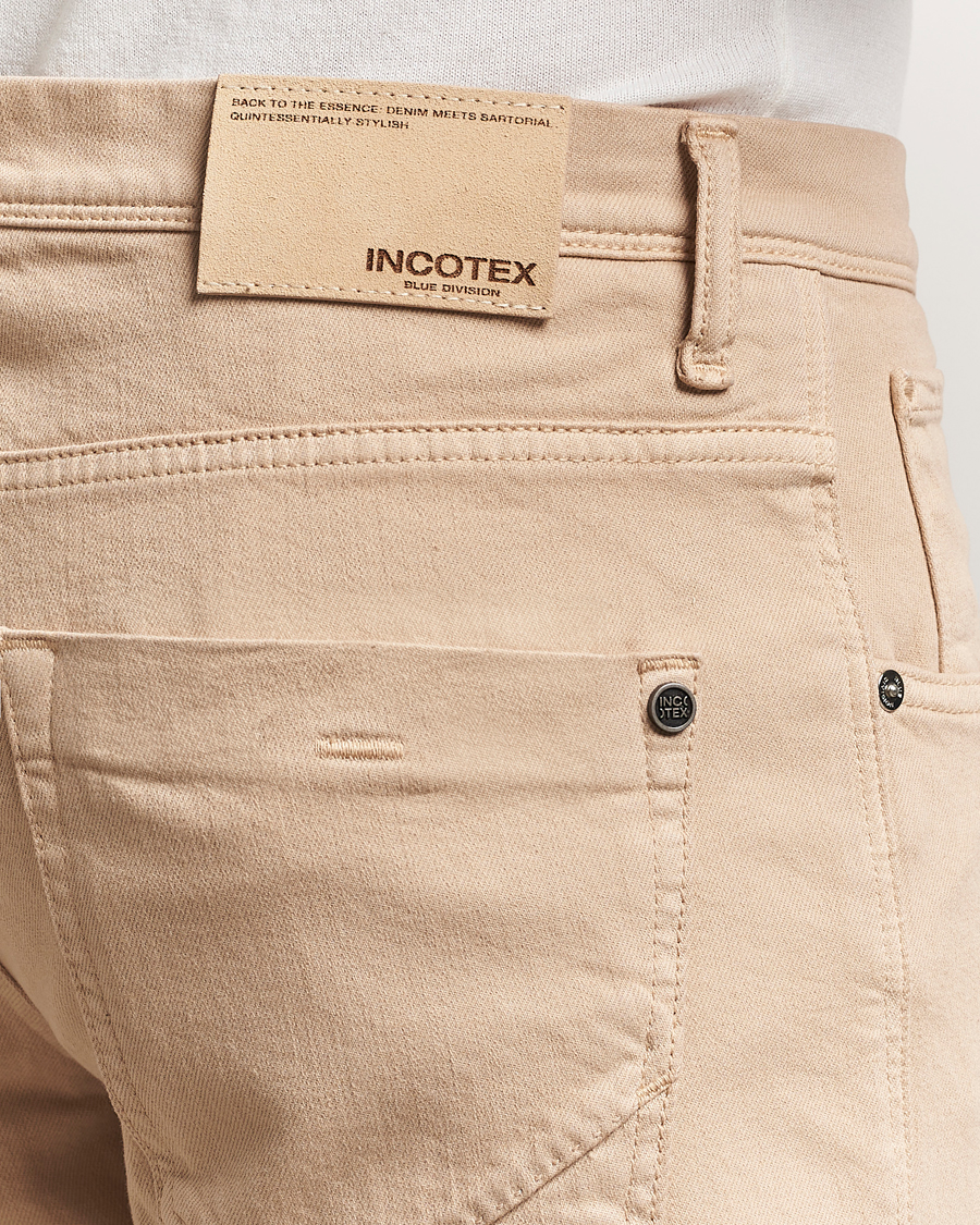 Herr | Byxor | Incotex | 5-Pocket Cotton Stretch Pants Beige