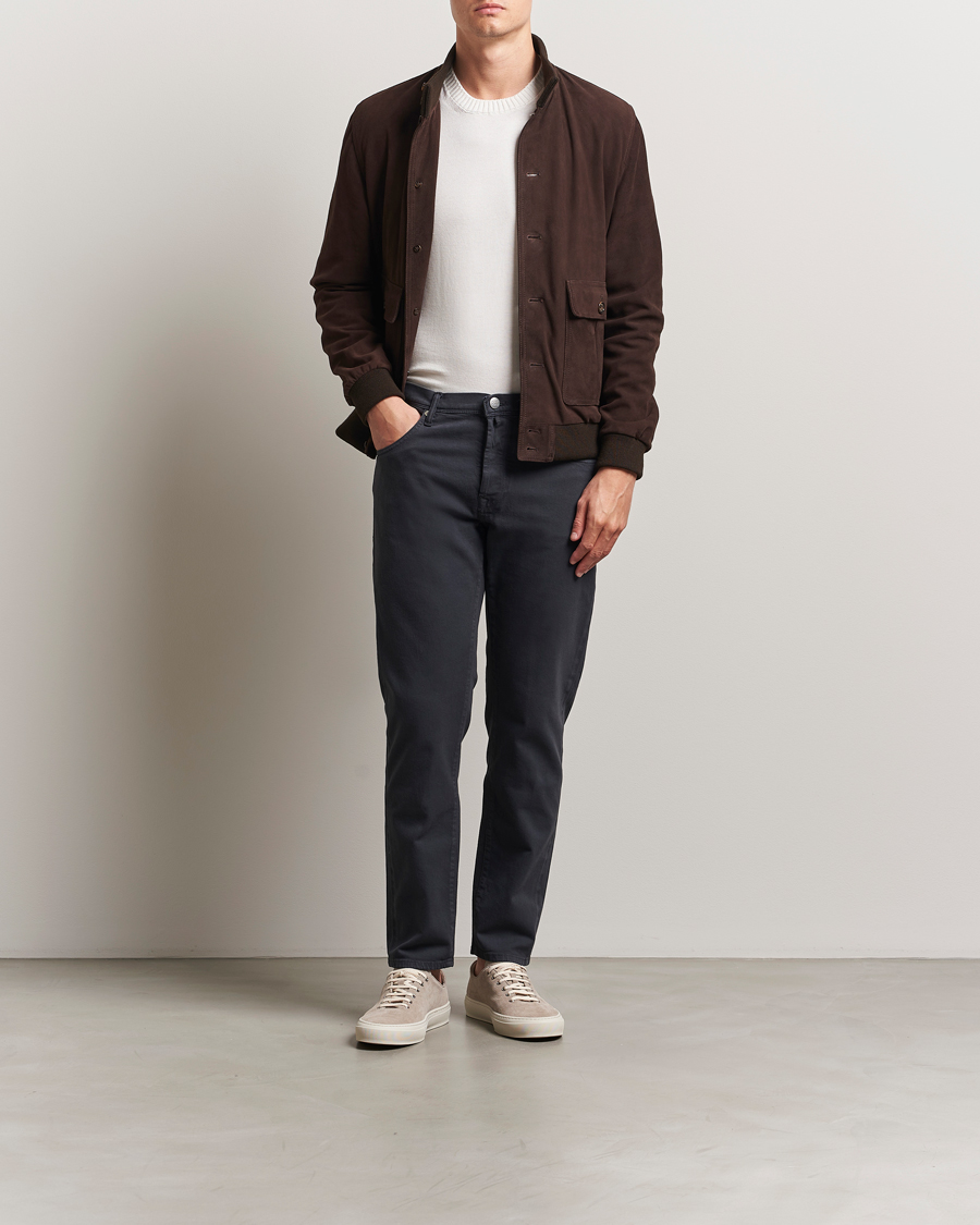 Herr | Byxor | Incotex | 5-Pocket Cotton Stretch Pants Navy