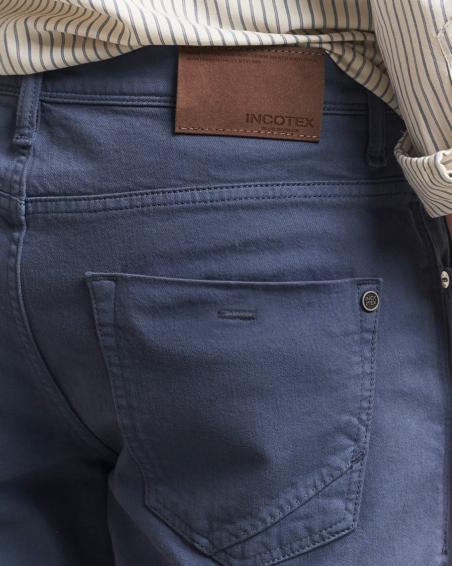 Herr | Byxor | Incotex | 5-Pocket Cotton Stretch Pants Dark Blue