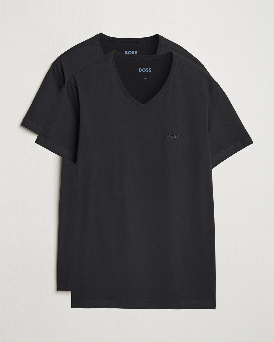 Herr | T-Shirts | BOSS BLACK | 2-Pack Relaxed Fit V-Neck T-Shirt Black