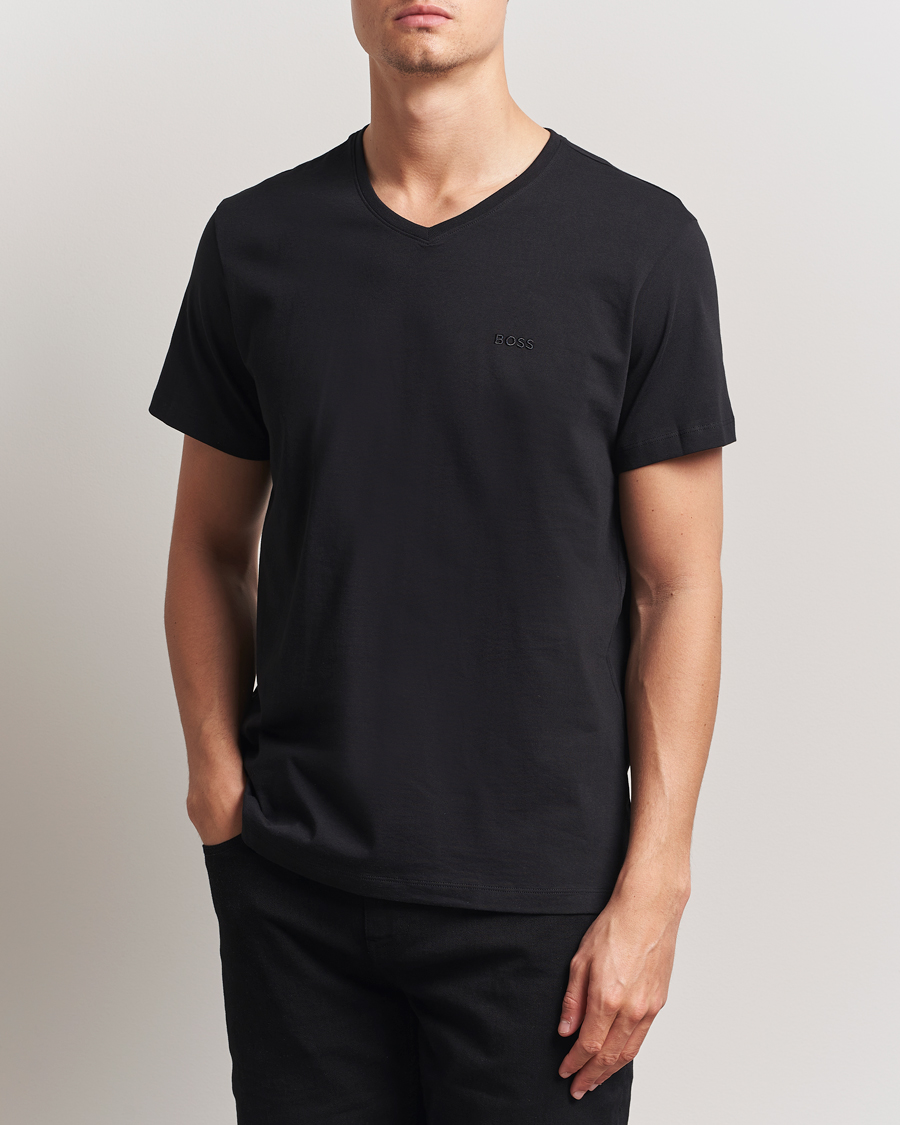 Herr | T-Shirts | BOSS BLACK | 2-Pack Relaxed Fit V-Neck T-Shirt Black