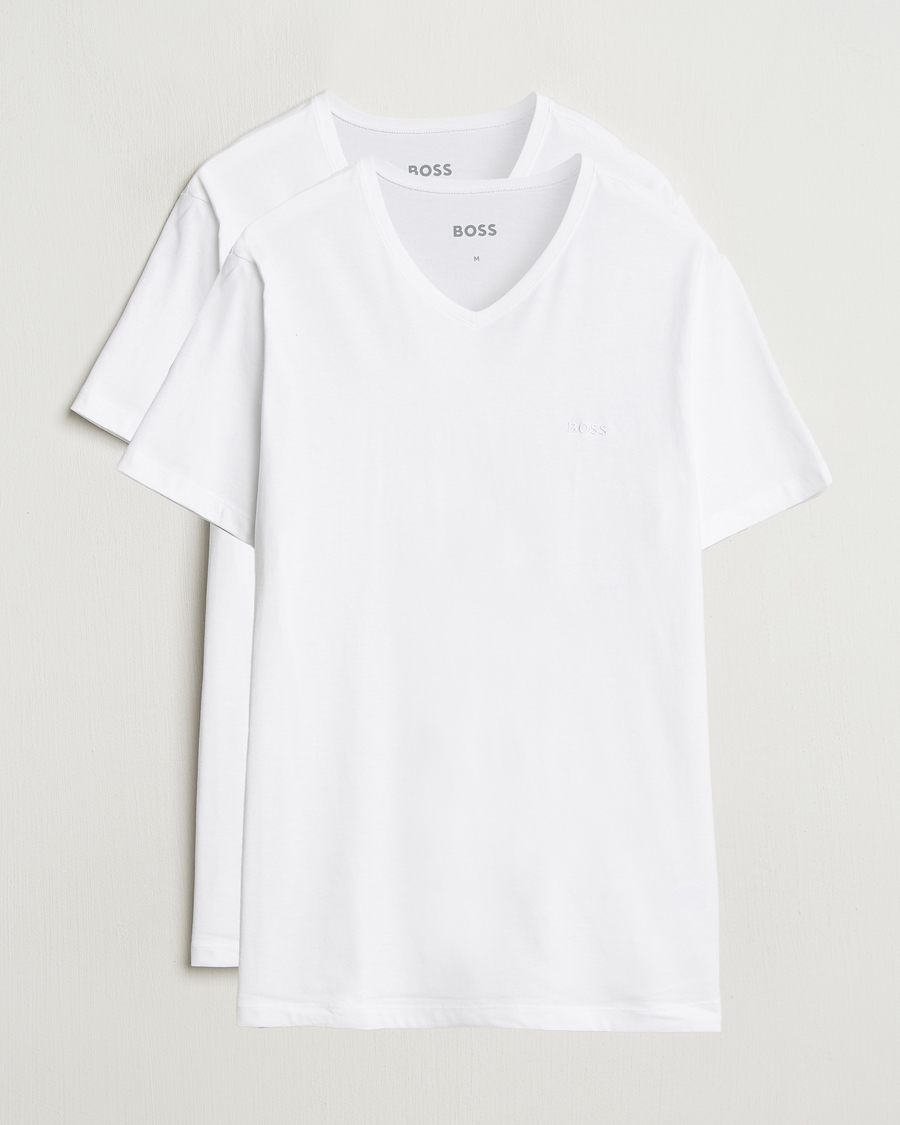Herr | T-Shirts | BOSS BLACK | 2-Pack Relaxed Fit V-Neck T-Shirt White