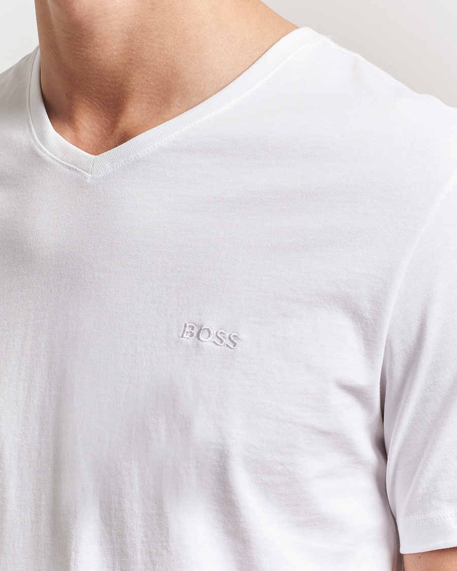 Herr | T-Shirts | BOSS BLACK | 2-Pack Relaxed Fit V-Neck T-Shirt White