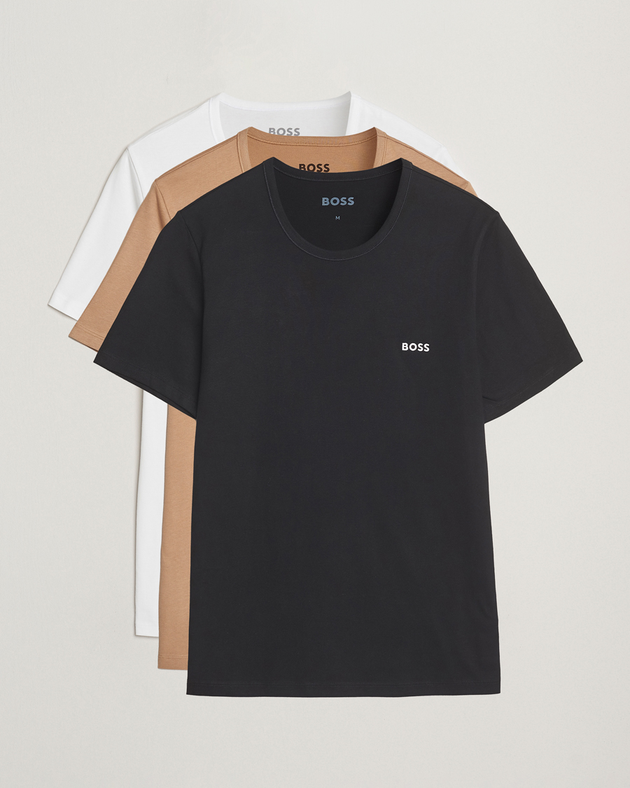 Herr | T-Shirts | BOSS BLACK | 3-Pack Crew Neck T-Shirt Beige/White/Black