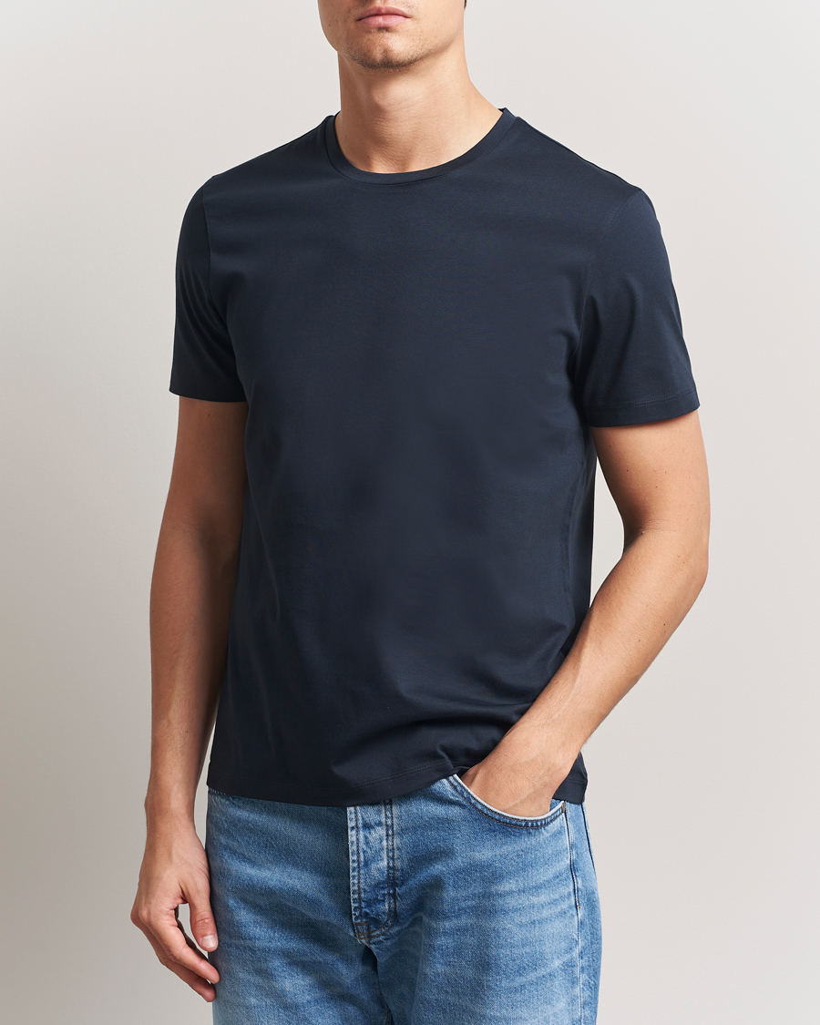 Herr | T-Shirts | BOSS BLACK | Tessler Mercerized Crew Neck T-Shirt Dark Blue