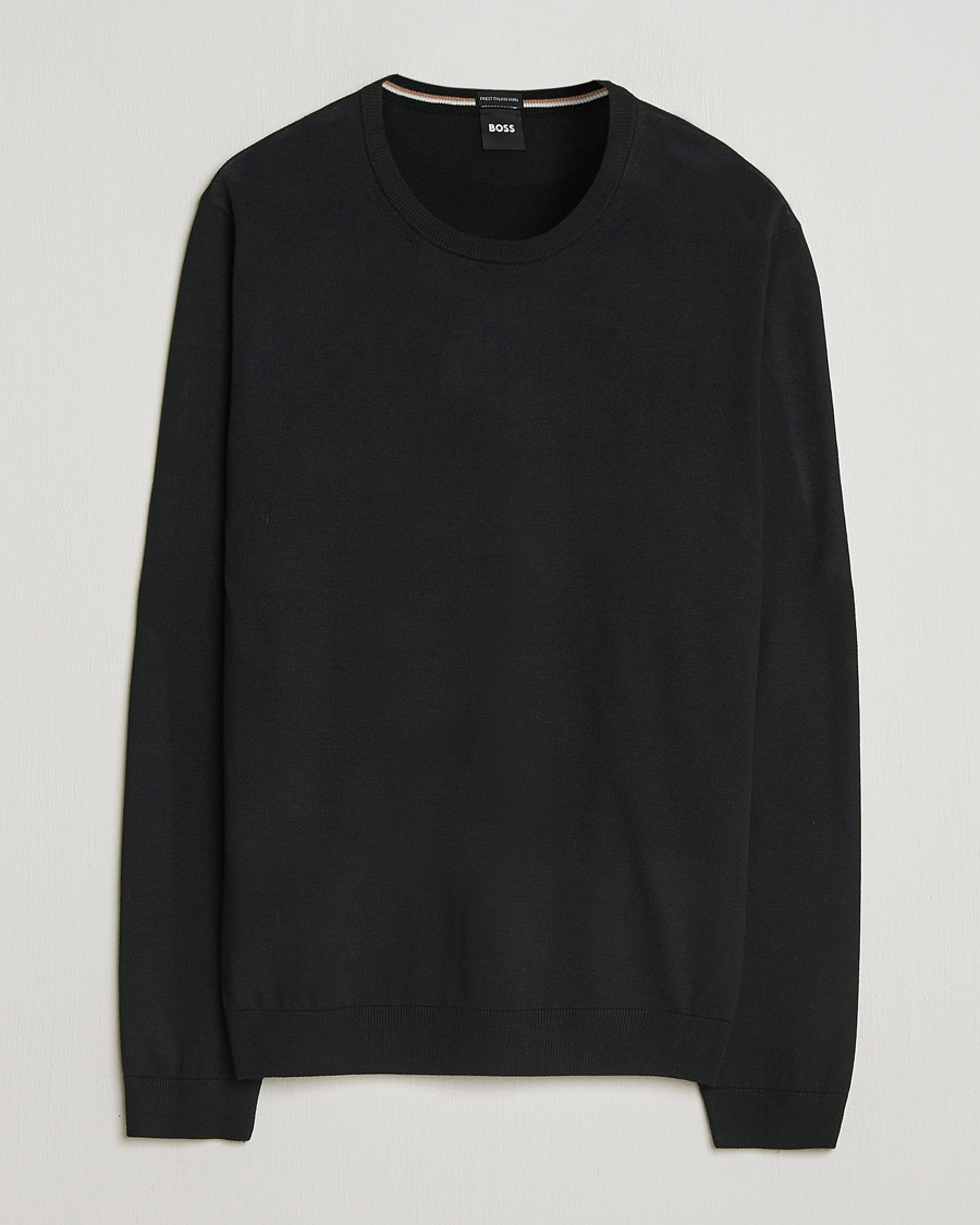 Herr | Tröjor | BOSS BLACK | Leno Wool Crew Neck Pullover Black