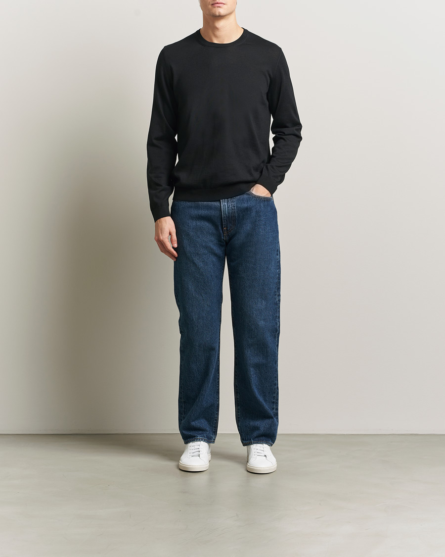 Herr | Tröjor | BOSS BLACK | Leno Wool Crew Neck Pullover Black