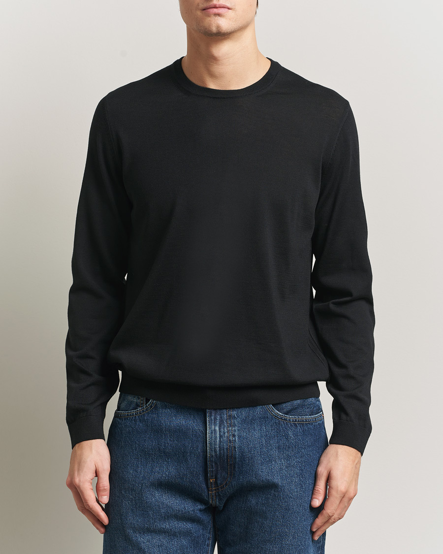 Herr | Tröjor | BOSS BLACK | Leno Wool Crew Neck Pullover Black