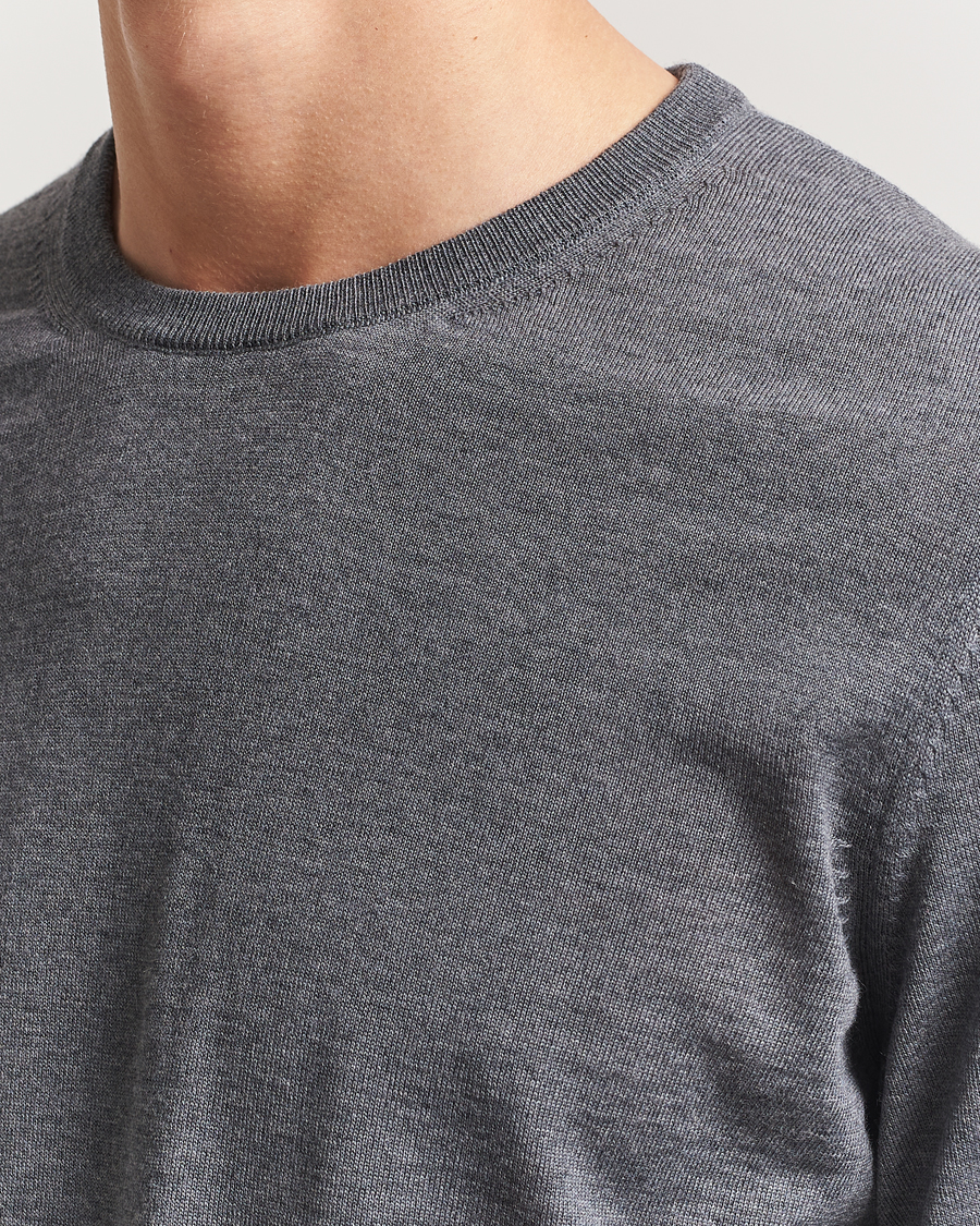 Herr | Tröjor | BOSS BLACK | Leno Wool Crew Neck Pullover Medium Grey
