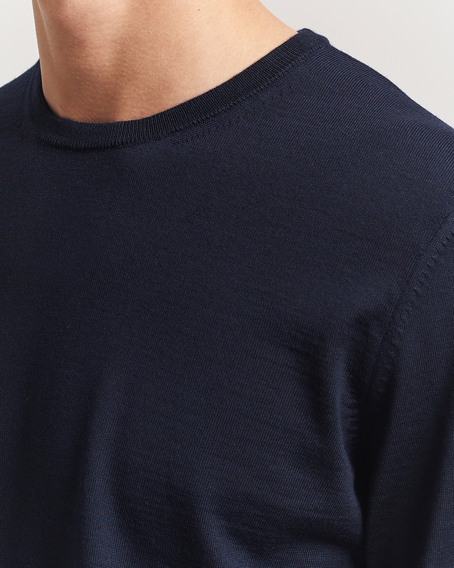 Herr | Tröjor | BOSS BLACK | Leno Wool Crew Neck Pullover Dark Blue