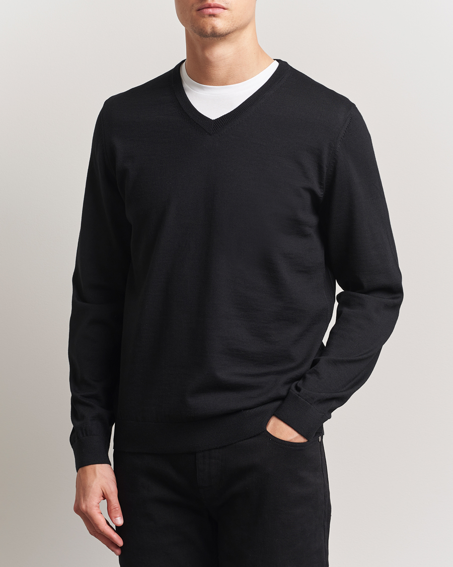 Herr | Tröjor | BOSS BLACK | Melba Wool V-Neck Pullover Black