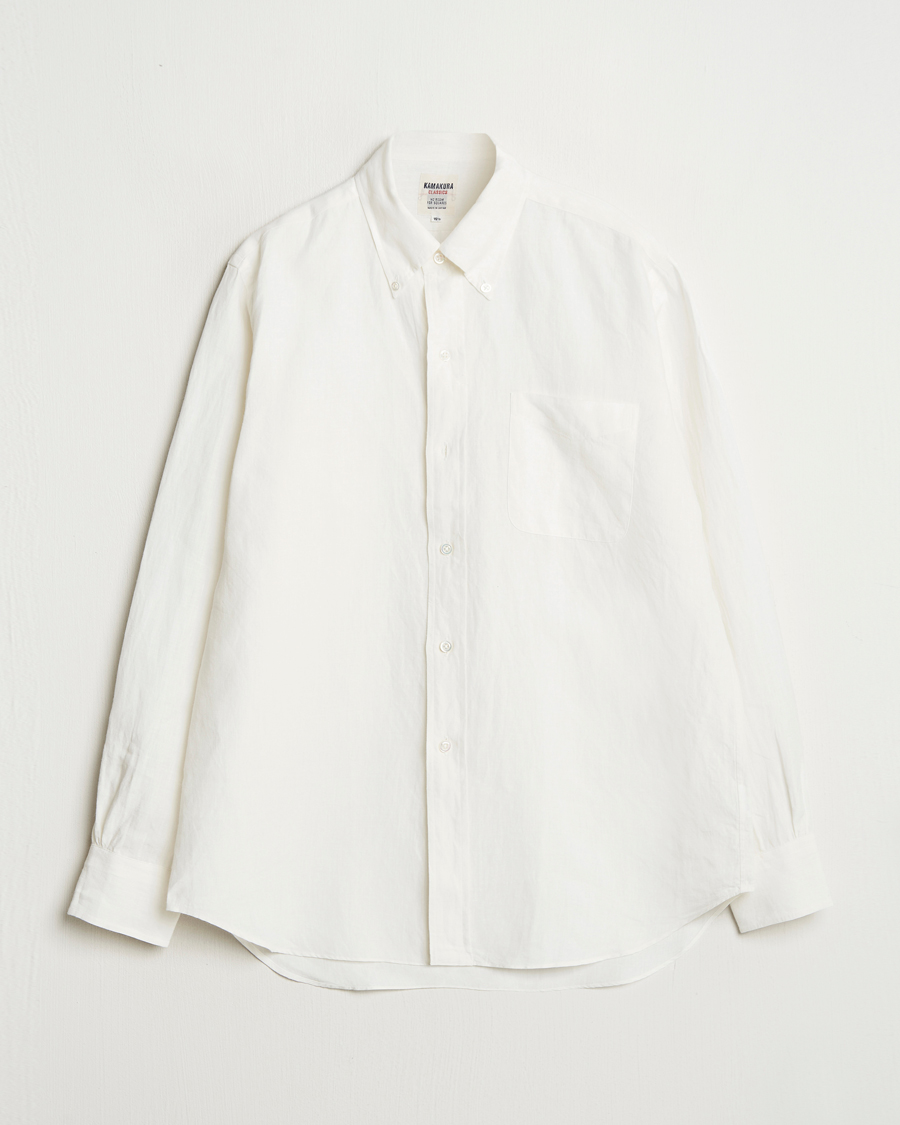 Herr | Skjortor | Kamakura Shirts | Linen Ametora Shirt White