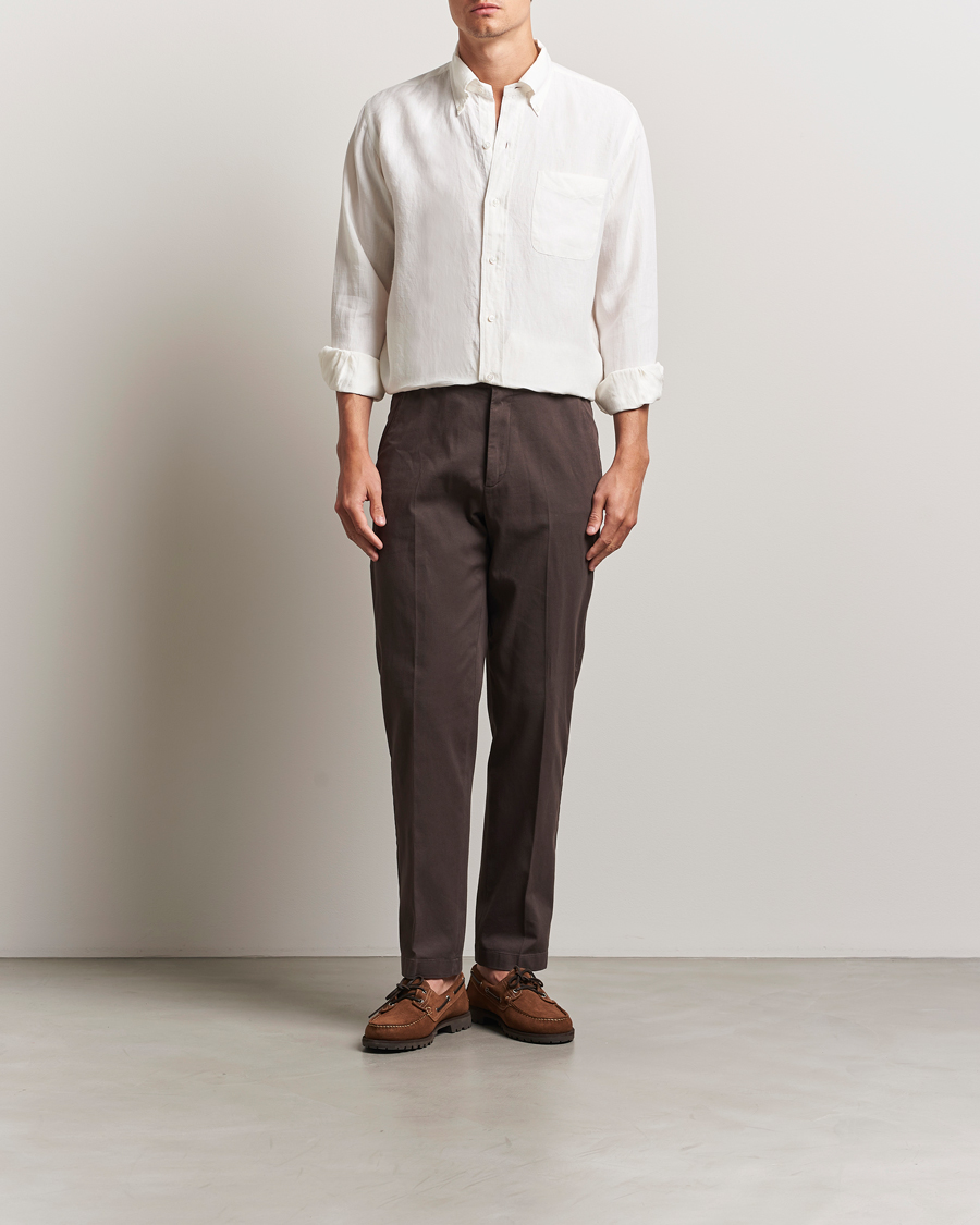 Herr | Skjortor | Kamakura Shirts | Linen Ametora Shirt White