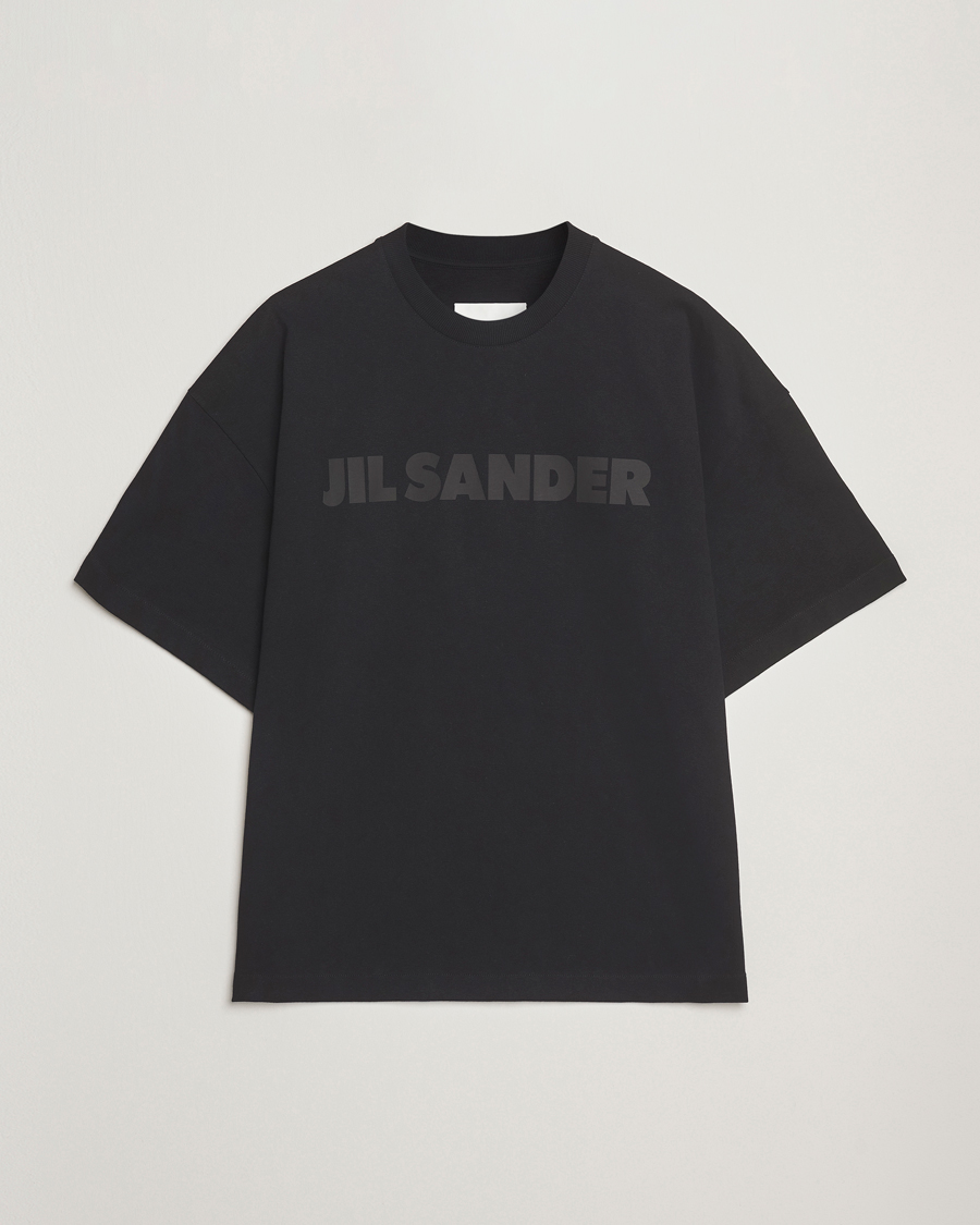 Herr | T-Shirts | Jil Sander | Round Collar Tonal Logo T-Shirt Black