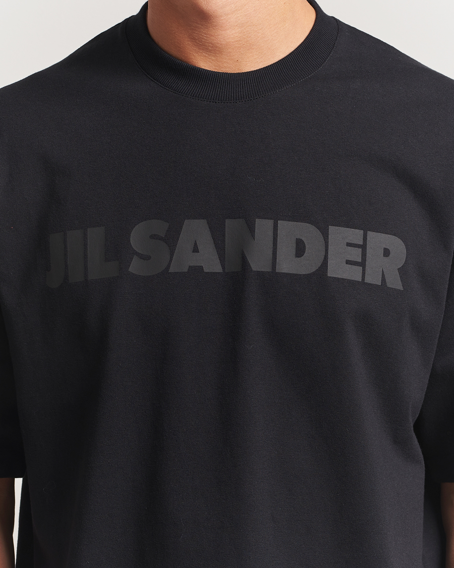 Herr | T-Shirts | Jil Sander | Round Collar Tonal Logo T-Shirt Black