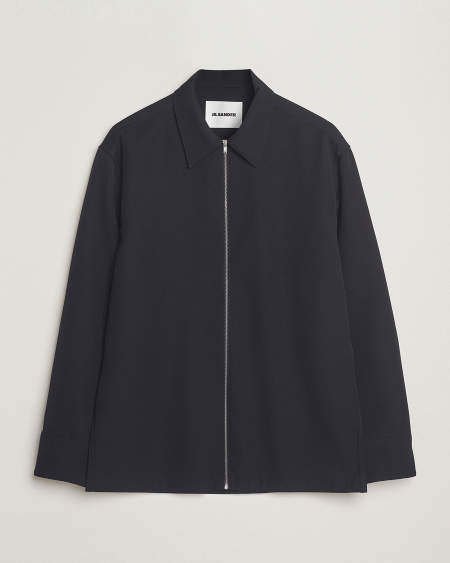 Herr | Skjortor | Jil Sander | Wool Zip Overshirt Navy