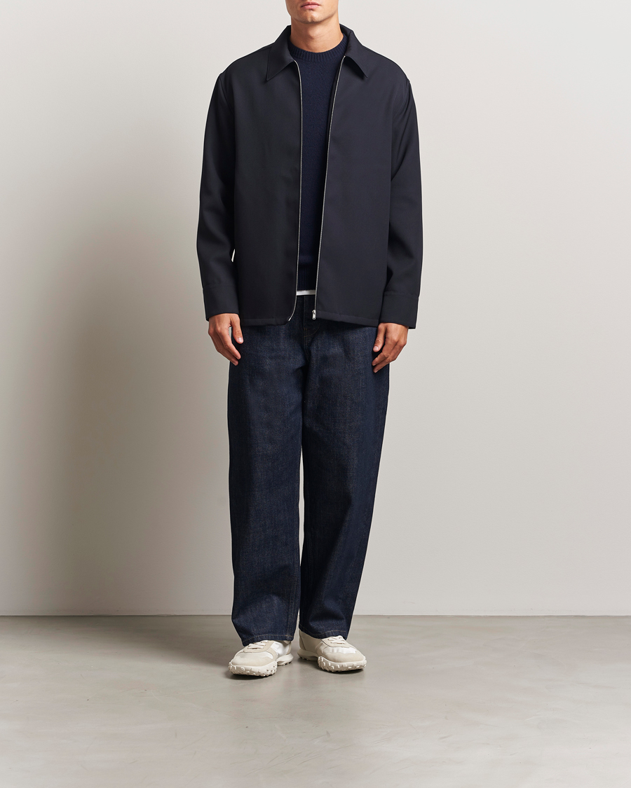 Herr | Skjortor | Jil Sander | Wool Zip Overshirt Navy