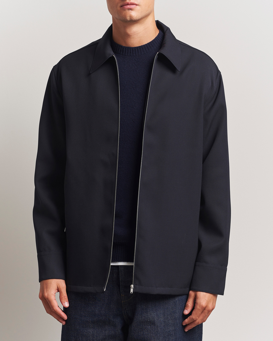 Herr | Skjortor | Jil Sander | Wool Zip Overshirt Navy