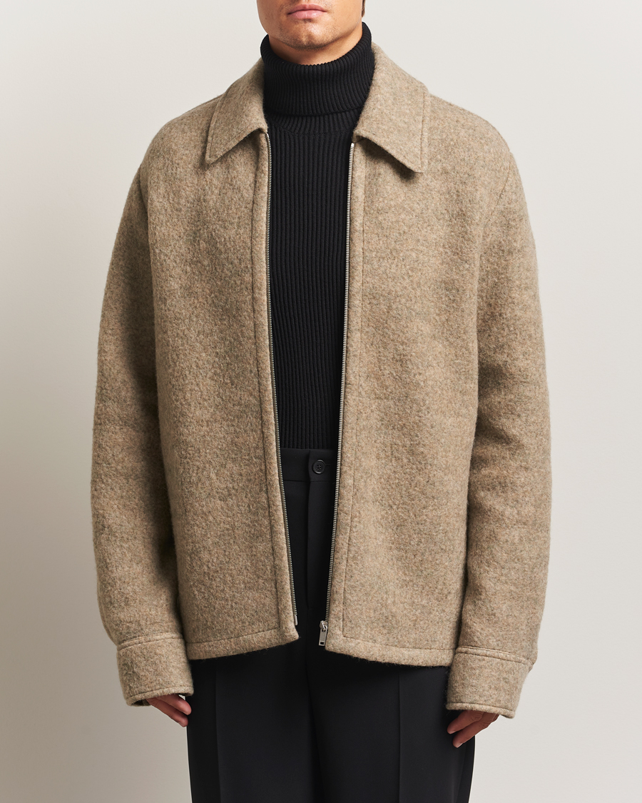Herr | Jackor | Jil Sander | Felted Wool Shirt Jacket Beige