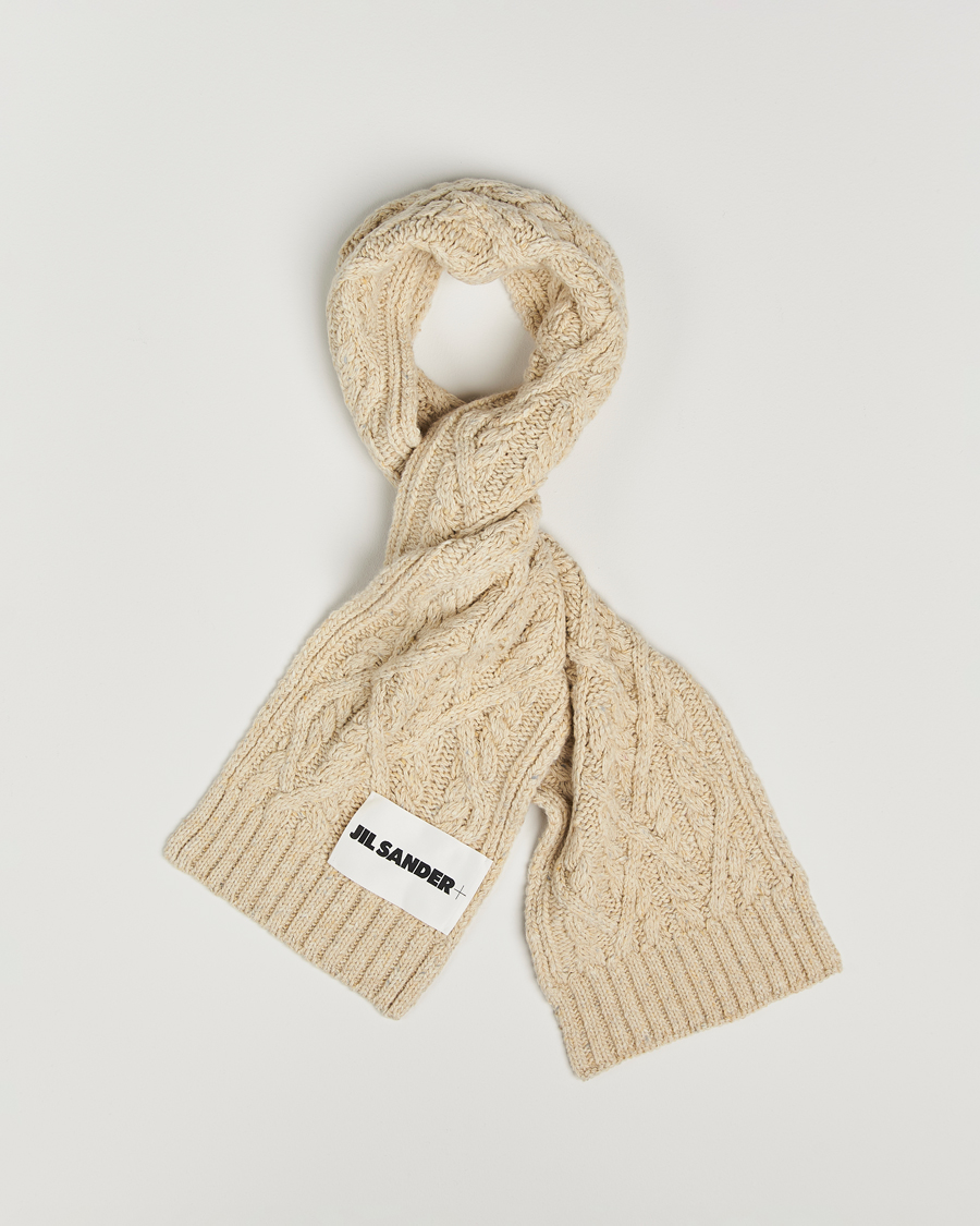 Herr | Jil Sander Wool Donegal Cable Scarf Natural | Jil Sander | Wool Donegal Cable Scarf Natural