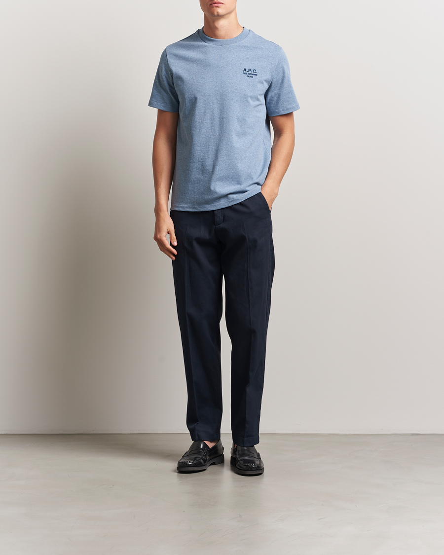 Herr | T-Shirts | A.P.C. | Rue Madame T-Shirt Blue Melange/Navy