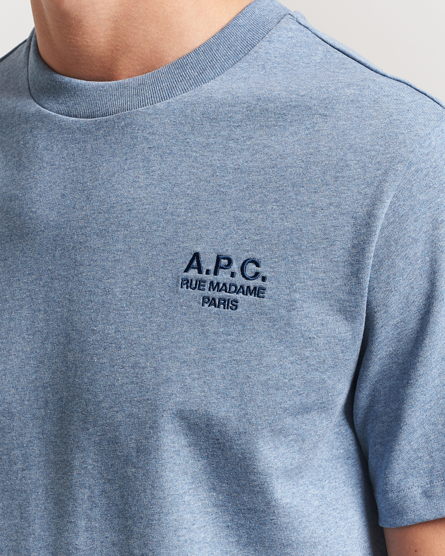Herr | T-Shirts | A.P.C. | Rue Madame T-Shirt Blue Melange/Navy