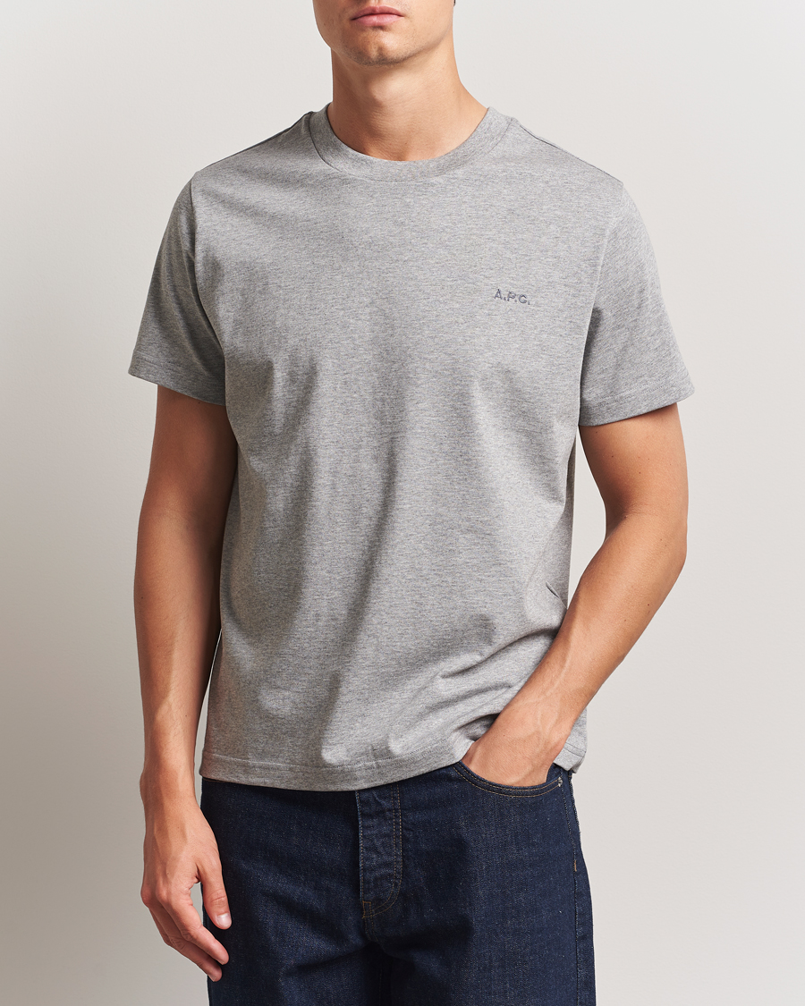Herr | T-Shirts | A.P.C. | Embroidered APC T-Shirt Heather Grey