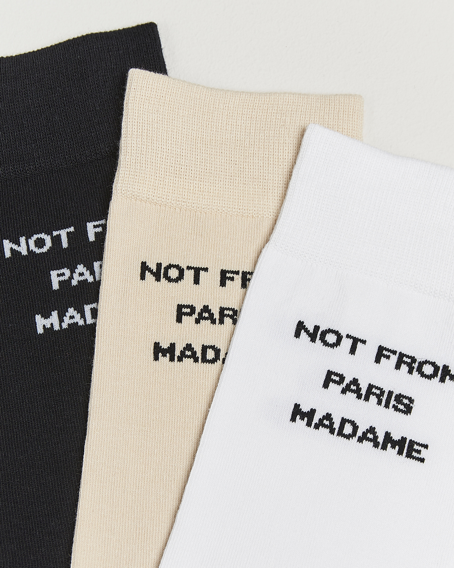 Herr | Underkläder | Drôle de Monsieur | 3-Pack Slogan Socks Black/White/Mastic