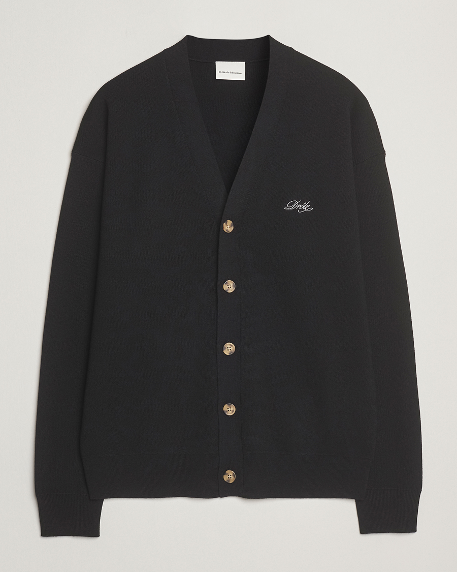 Herr | Tröjor | Drôle de Monsieur | Merino Knitted Cardigan Black