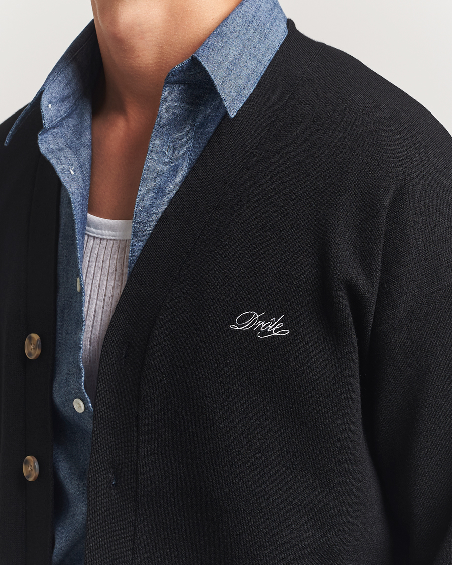 Herr | Tröjor | Drôle de Monsieur | Merino Knitted Cardigan Black
