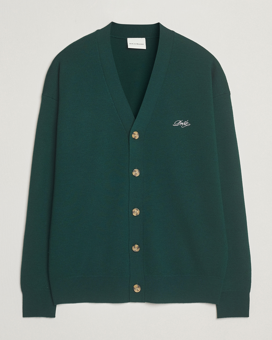 Herr | Tröjor | Drôle de Monsieur | Merino Knitted Cardigan Dark Green