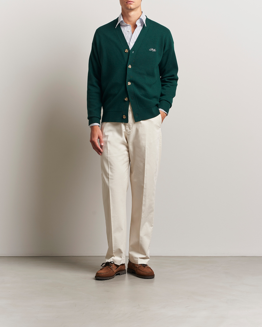 Herr | Tröjor | Drôle de Monsieur | Merino Knitted Cardigan Dark Green