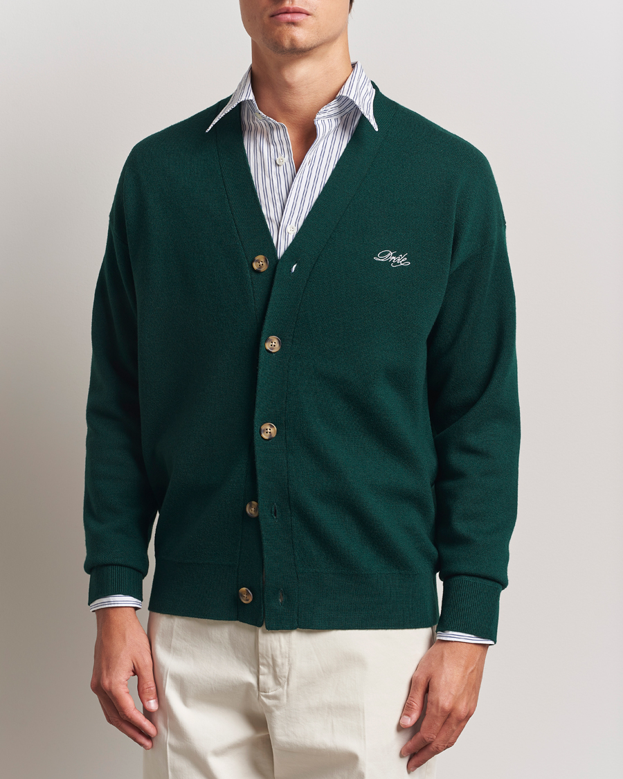 Herr | Tröjor | Drôle de Monsieur | Merino Knitted Cardigan Dark Green