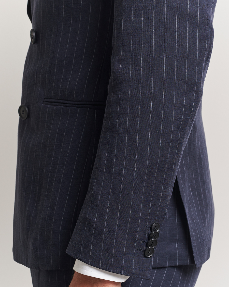 Herr | Kostymer | BOSS BLACK | Huge Double Breasted Pinstriped Suit Dark Blue