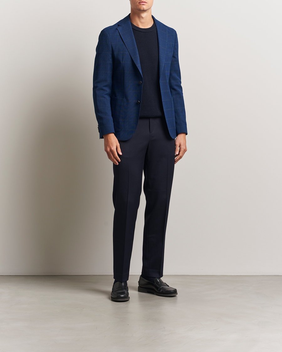 Herr | Kavajer | BOSS BLACK | Hanry Wool Checked Blazer Dark Blue
