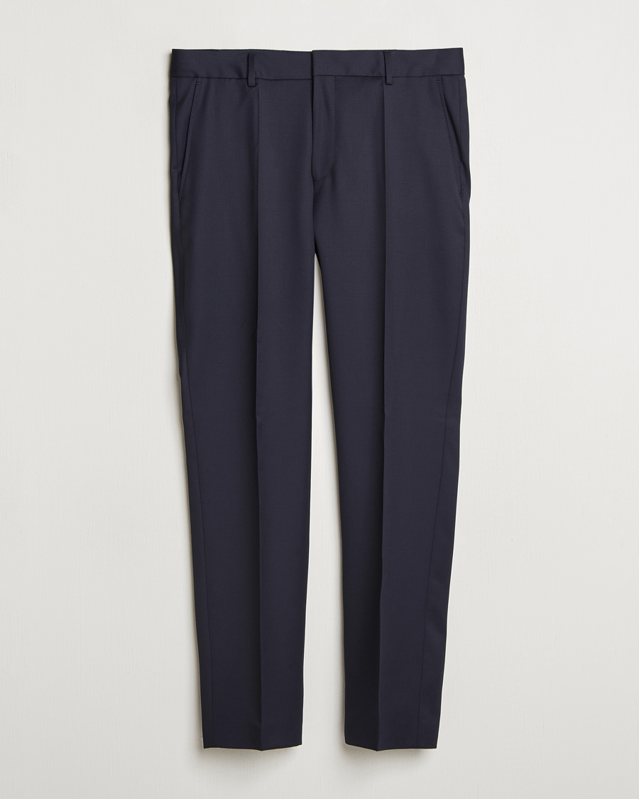 Herr | Byxor | BOSS BLACK | Perin Pleated Trousers Dark Blue