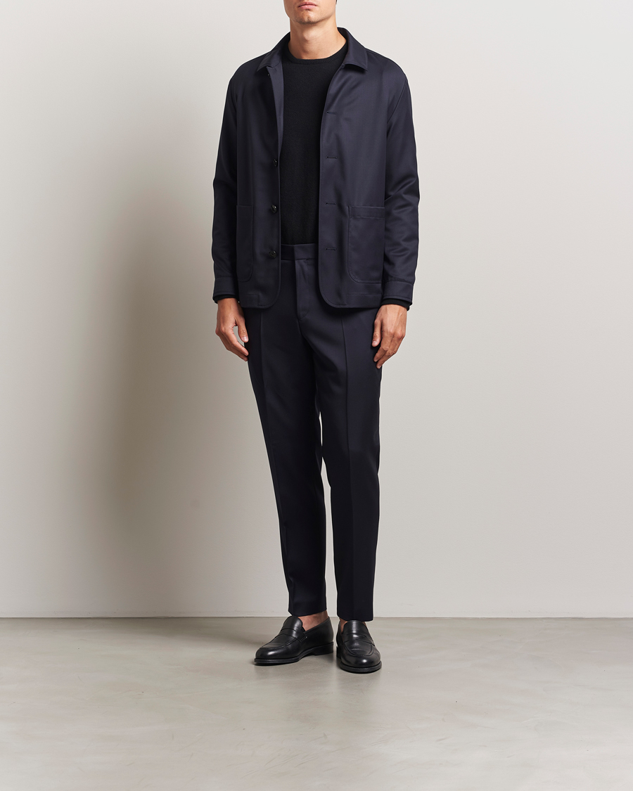 Herr | Byxor | BOSS BLACK | Perin Pleated Trousers Dark Blue