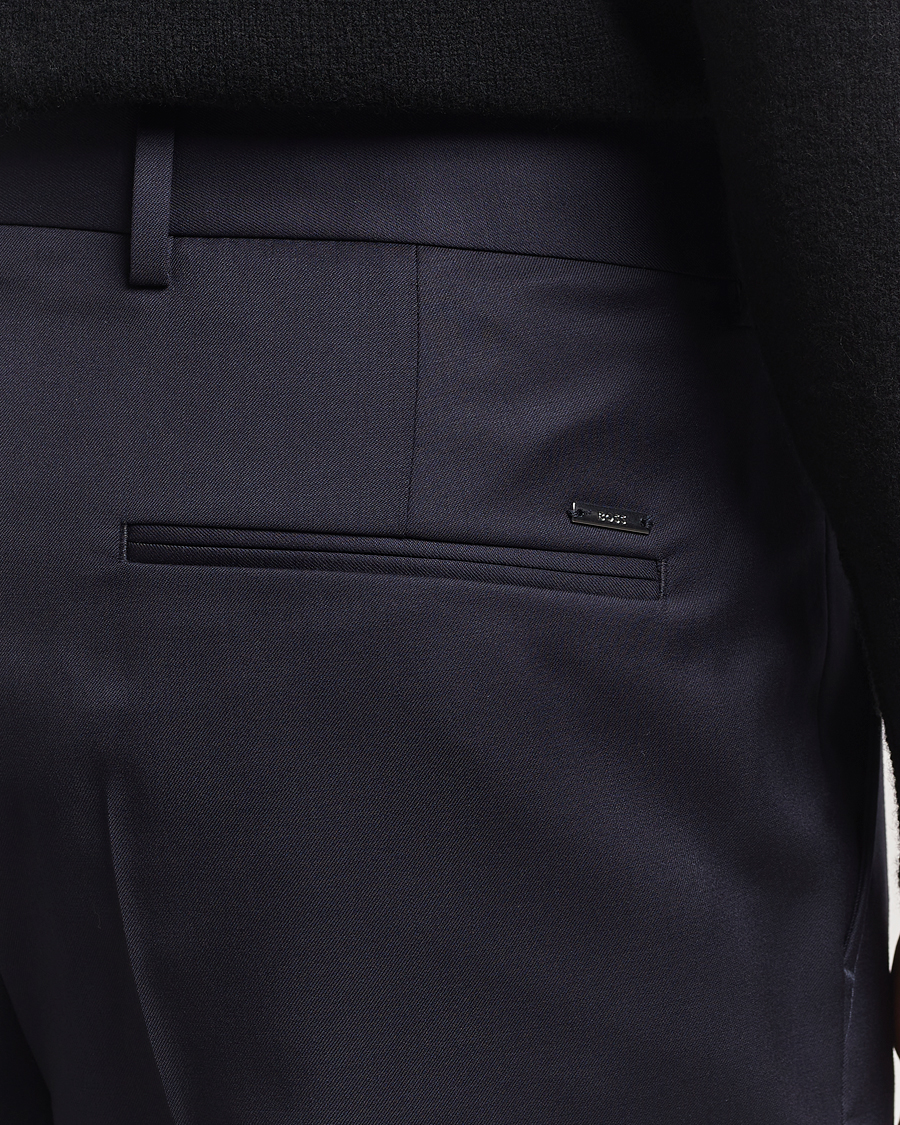 Herr | Byxor | BOSS BLACK | Perin Pleated Trousers Dark Blue