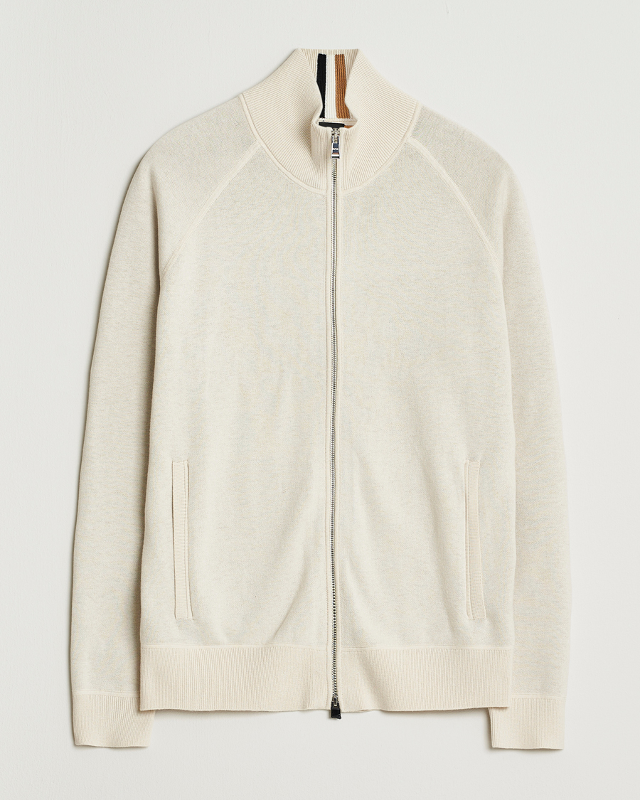 Herr | Tröjor | BOSS BLACK | Idino Knitted Full Zip Open White
