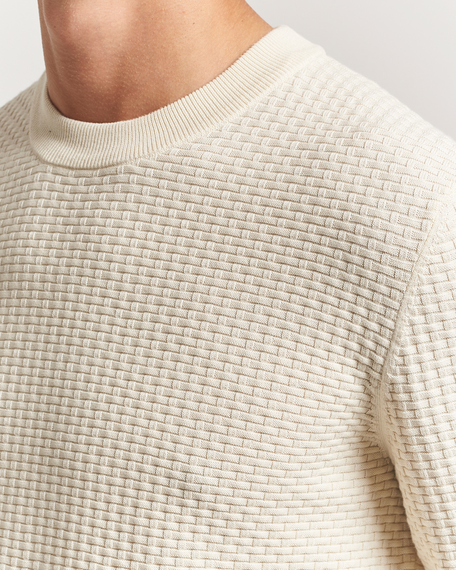 Herr | Tröjor | BOSS BLACK | Imberto Structured Knitted Sweater Open White